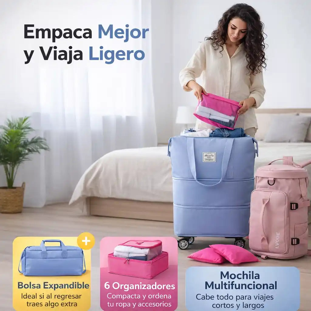 PackFly® Combo Viajero Inteligente Empaca más, paga menos y viaja sin estrés