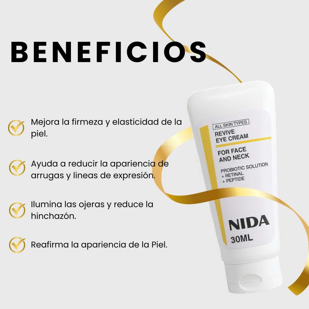 Nida PRO: tratamiento para ojos, rostro y cuello con retinal que potencia firmeza y brillo.