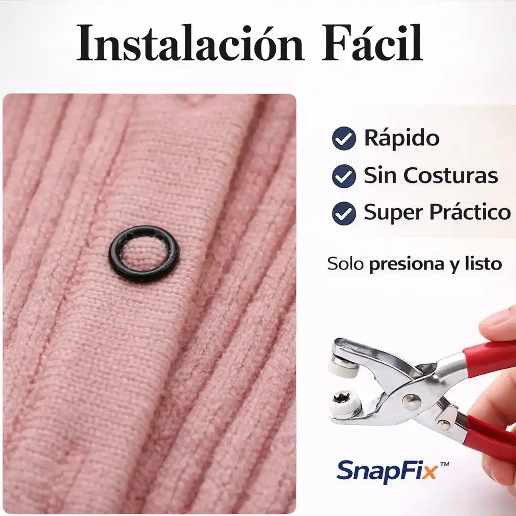 SnapFix™ – Kit de Broches a Presión para Reparar Ropa en Segundos