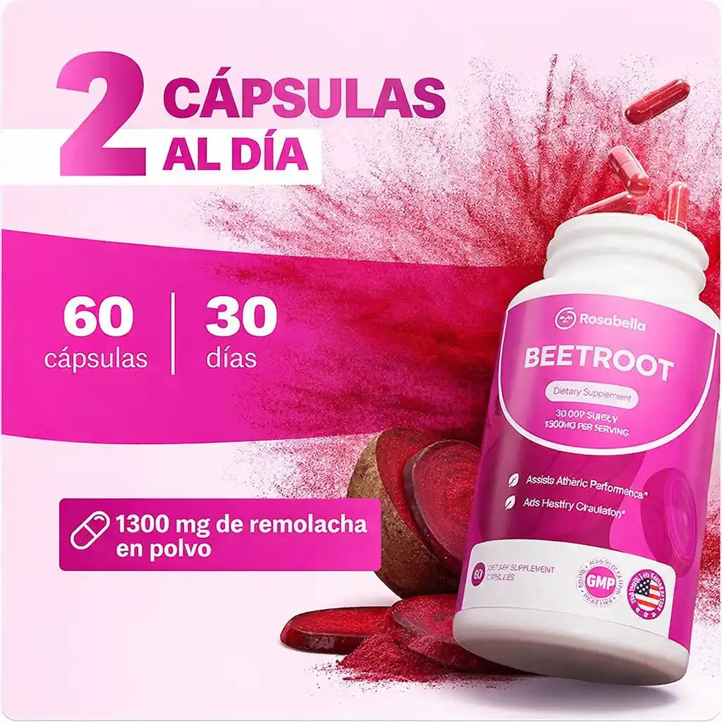 Rosabella Beetroot® | Remolacha Orgánica x 60 Cápsulas para Apoyar la Limpieza Interna