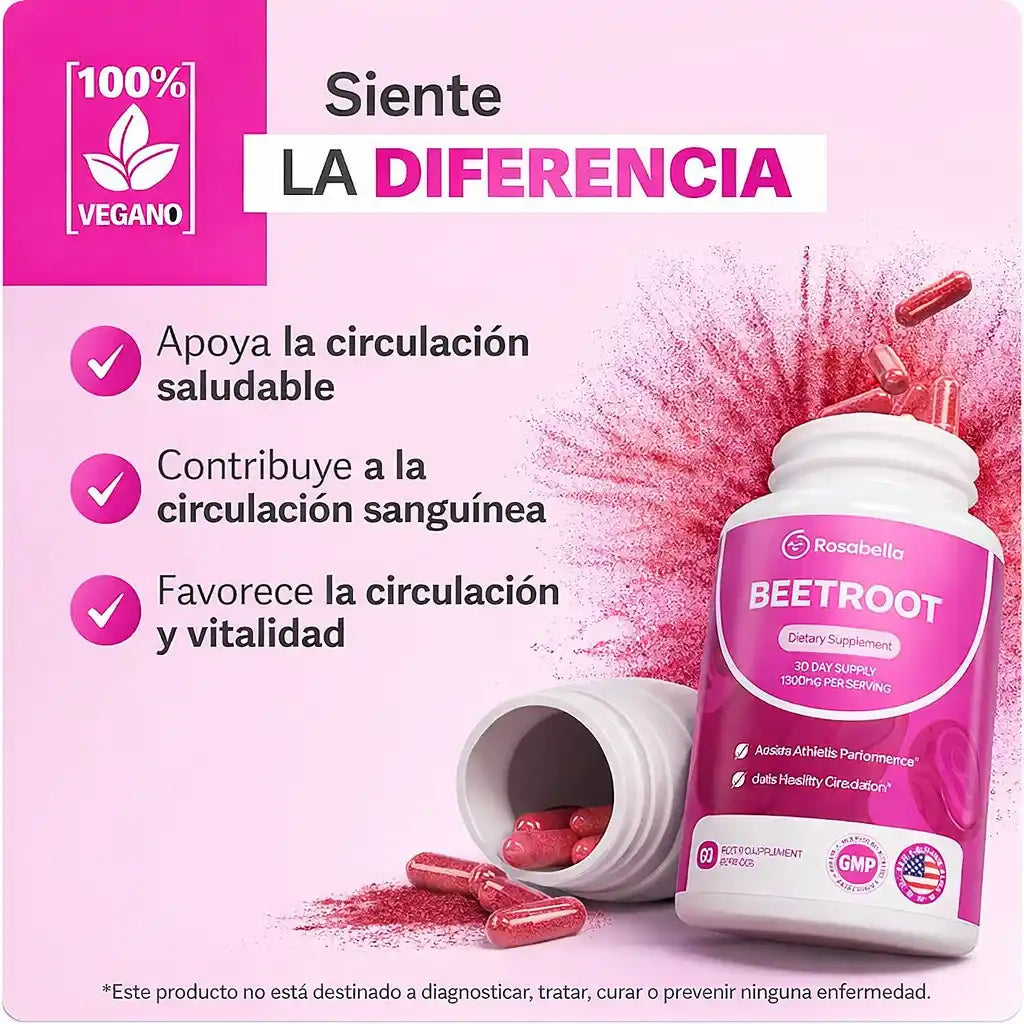 Rosabella Beetroot® | Remolacha Orgánica x 60 Cápsulas para Apoyar la Limpieza Interna