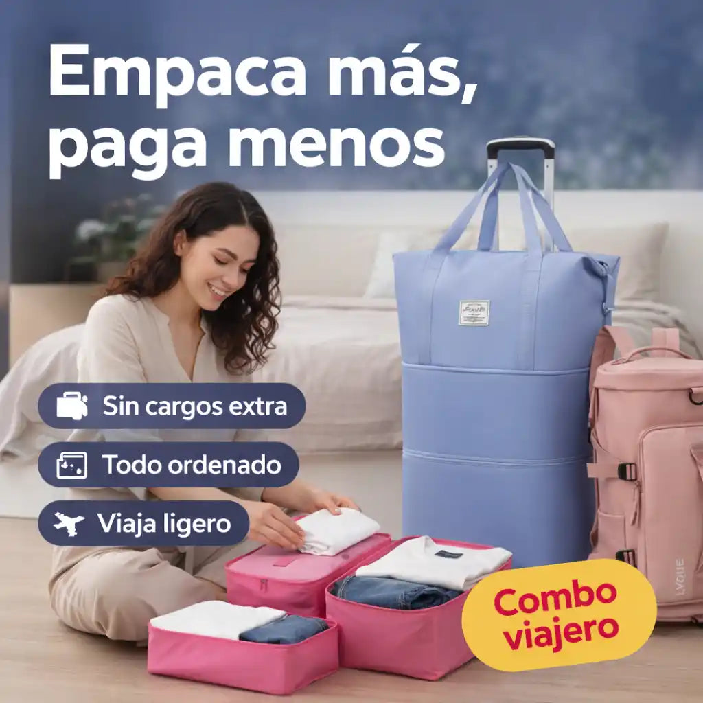 PackFly® Combo Viajero Inteligente Empaca más, paga menos y viaja sin estrés