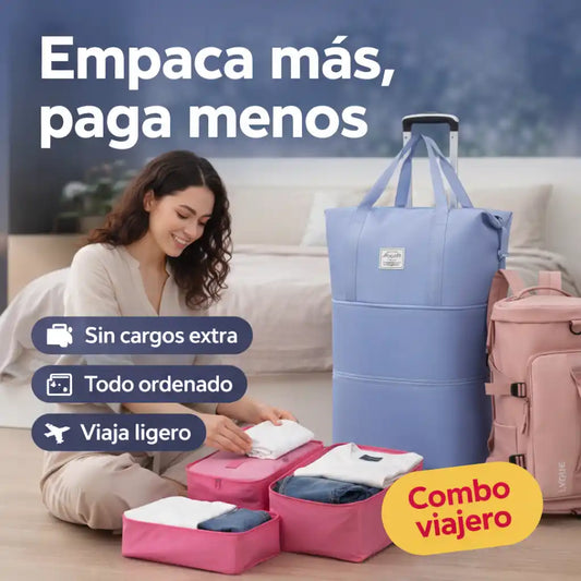 PackFly® Combo Viajero Inteligente Empaca más, paga menos y viaja sin estrés