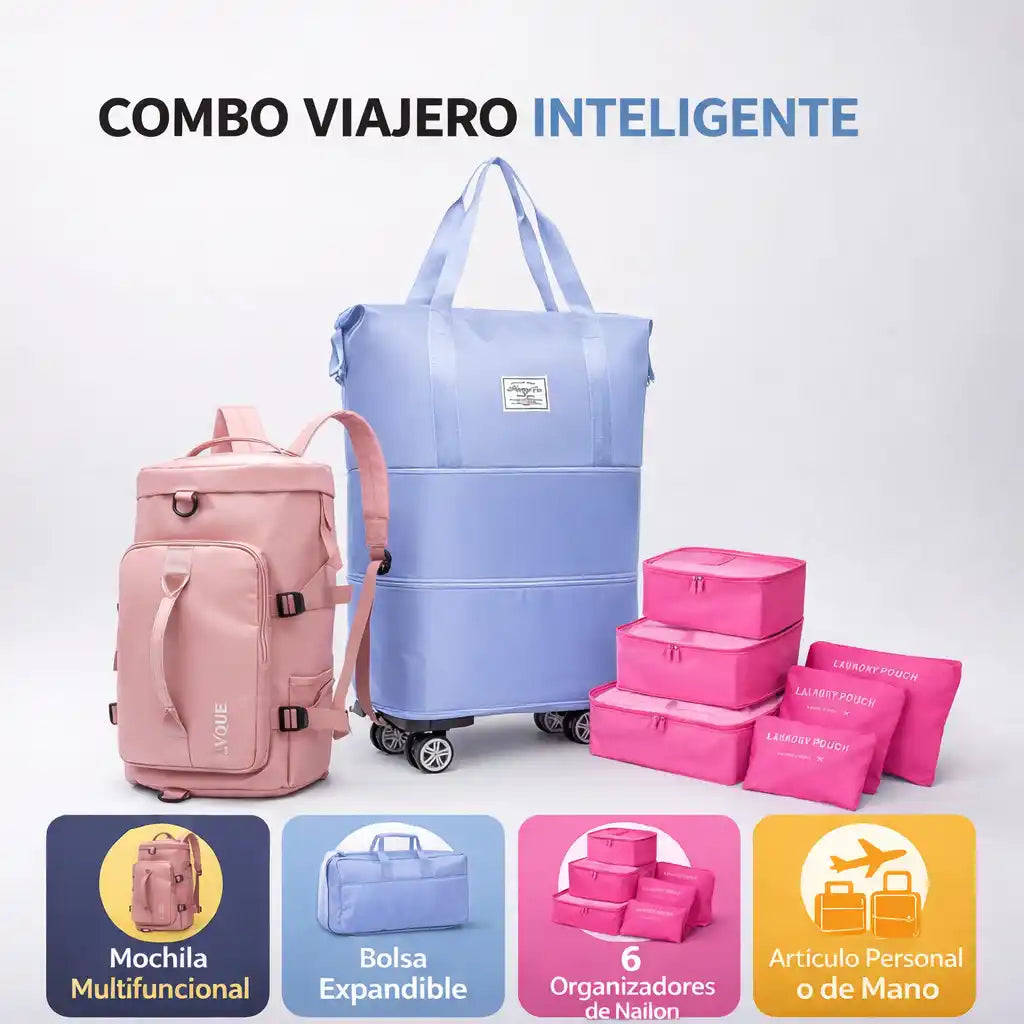 PackFly® Combo Viajero Inteligente Empaca más, paga menos y viaja sin estrés