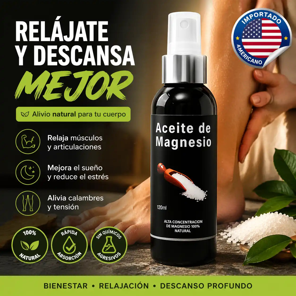 Magnesium Relief® – Aceite de Magnesio Relajante | Alivia el dolor y mejora tu descanso