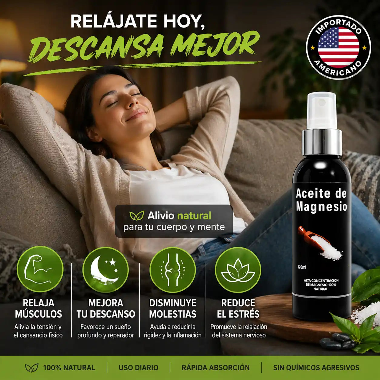 Magnesium Relief® – Aceite de Magnesio Relajante | Alivia el dolor y mejora tu descanso