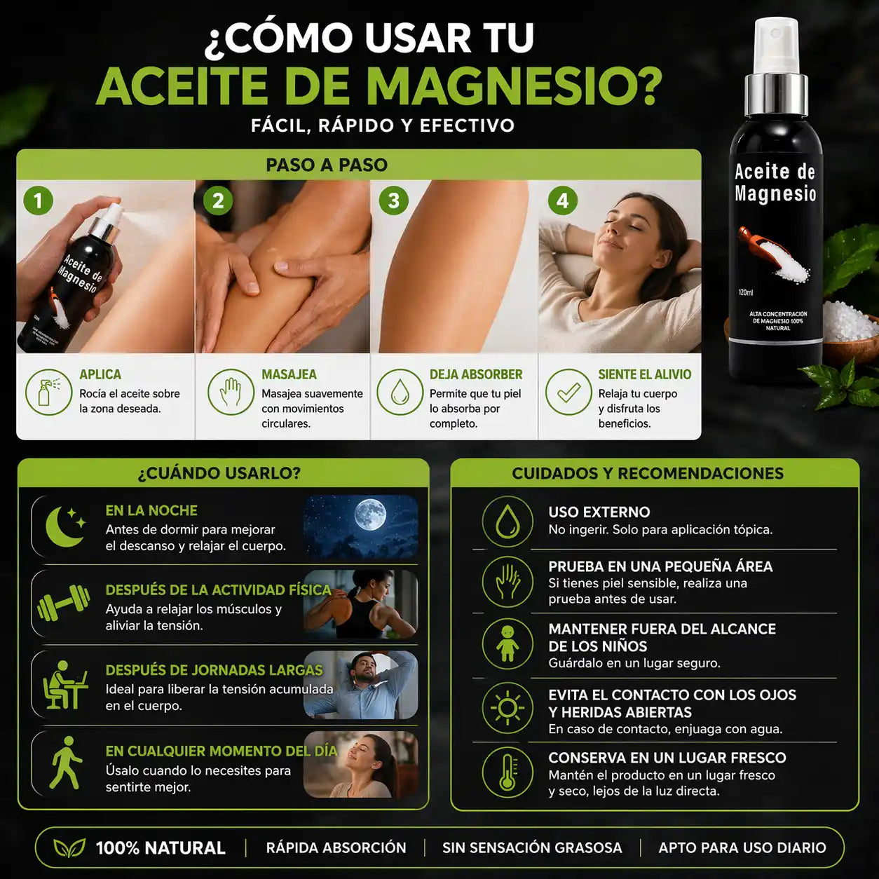 Magnesium Relief® – Aceite de Magnesio Relajante | Alivia el dolor y mejora tu descanso