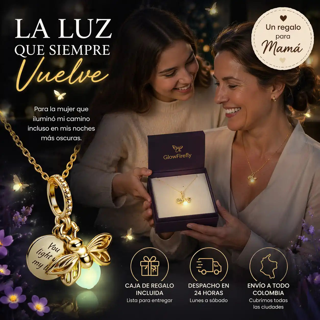 Collar Luciérnaga Evangelina® – Un regalo para mamá que ilumina su vida