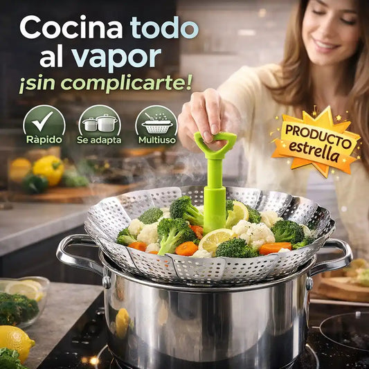 SteamPro™  Canasta Vaporera Ajustable – Cocina y aprovecha mejor cada alimento