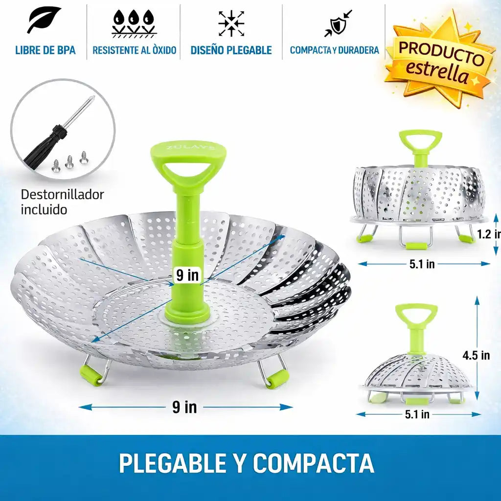 SteamPro™  Canasta Vaporera Ajustable – Cocina y aprovecha mejor cada alimento