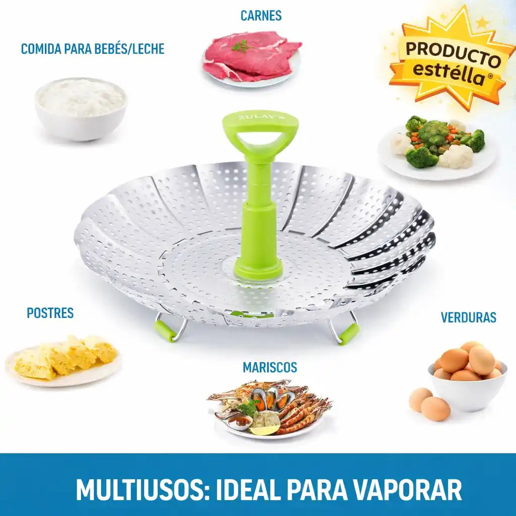SteamPro™  Canasta Vaporera Ajustable – Cocina y aprovecha mejor cada alimento