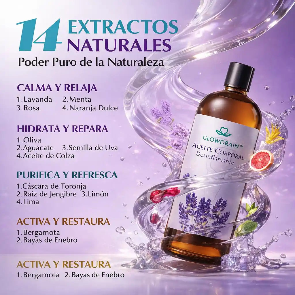 GlowDrain™ Aceite Corporal Desinflamante – Piernas más livianas y piel más lisa
