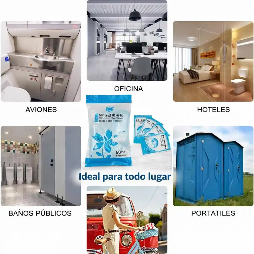 CleanSeat™ Protector Desechable Sanitario X 50 Unidades – Higiene sin contacto en segundos