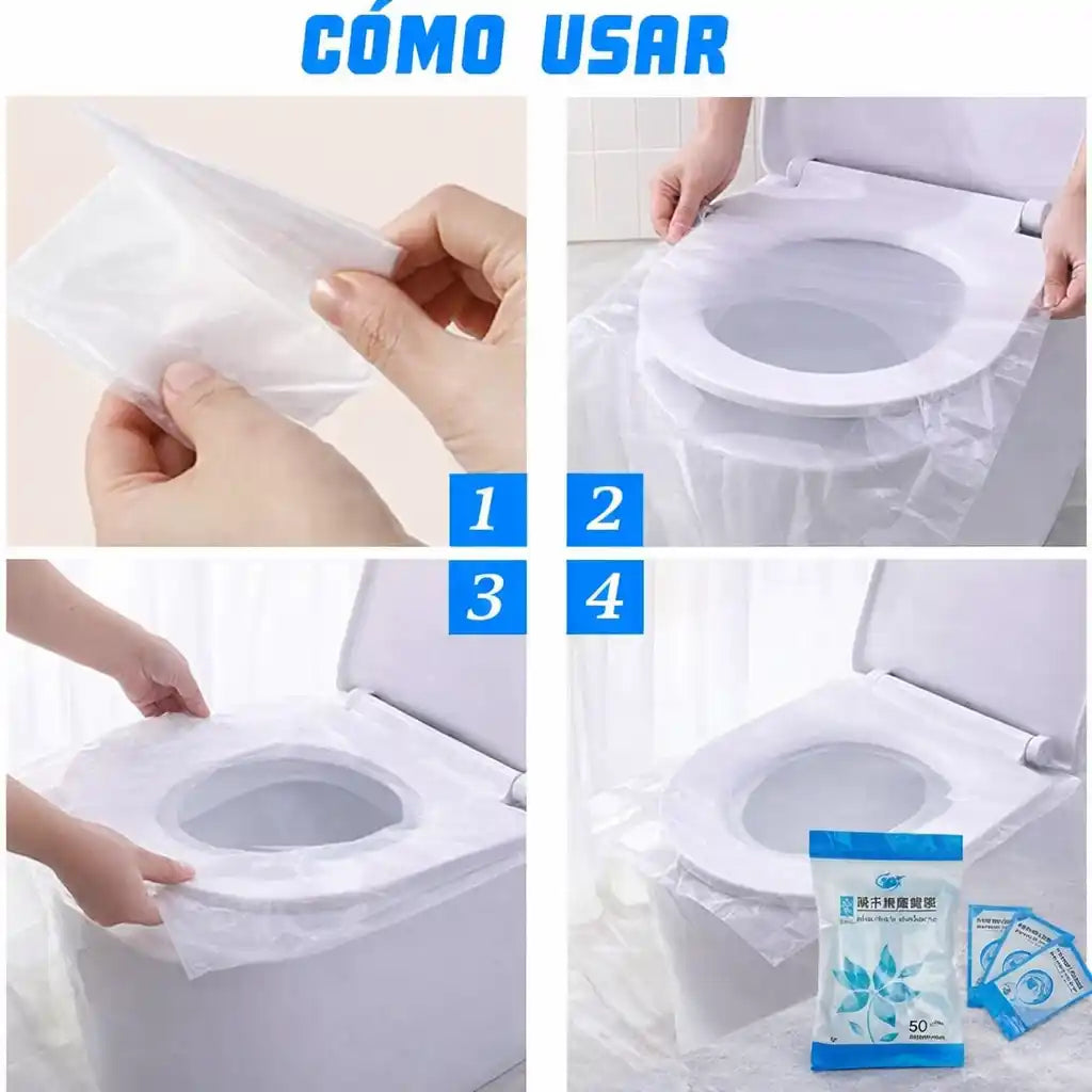 CleanSeat™ Protector Desechable Sanitario X 50 Unidades – Higiene sin contacto en segundos
