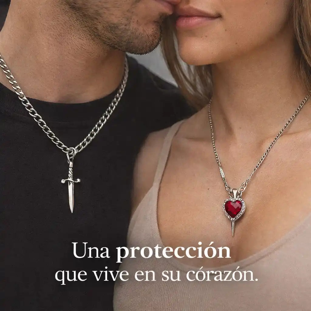 SoulBond® – Collar Espada y Corazón para Parejas